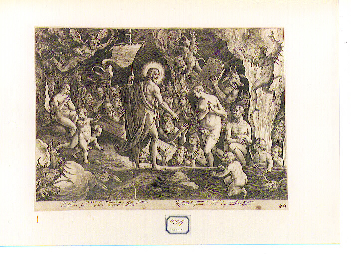 Cristo libera gli eletti dal limbo (stampa) di Van der Straet Jan detto Giovanni Stradano, Galle Philip (CERCHIA) (ultimo quarto sec. XVI)