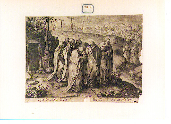 Madonna, San Giovanni Evangelista e le pie donne si allontanano dalsepolcro di Cristo (stampa) di Galle Philip, Van der Straet Jan detto Giovanni Stradano (CERCHIA) (ultimo quarto sec. XVI)