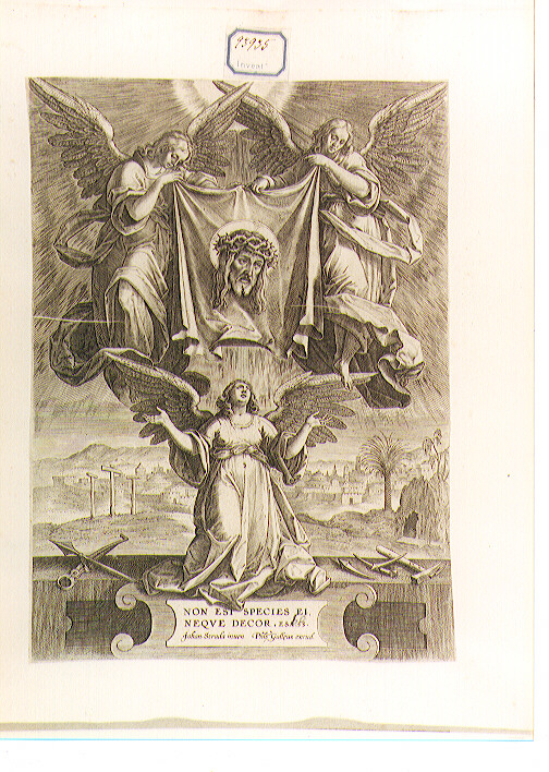 angeli con i simboli della passione (stampa) di Van der Straet Jan detto Giovanni Stradano, Galle Philip (CERCHIA) (ultimo quarto sec. XVI)