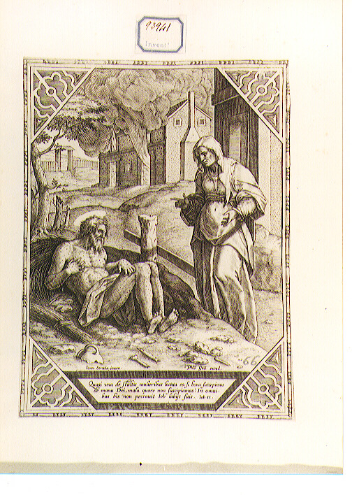 Giobbe deriso dalla moglie (stampa) di Van der Straet Jan detto Giovanni Stradano (CERCHIA), Galle Philip (ultimo quarto sec. XVI)