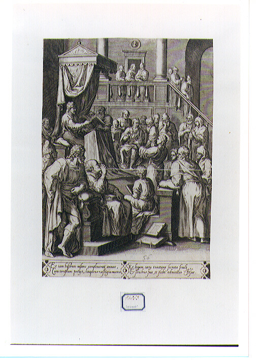 disputa di Gesù con i dottori nel tempio (stampa) di Van den Broeck Crispin, Collaert Hans (ultimo quarto sec. XVI)