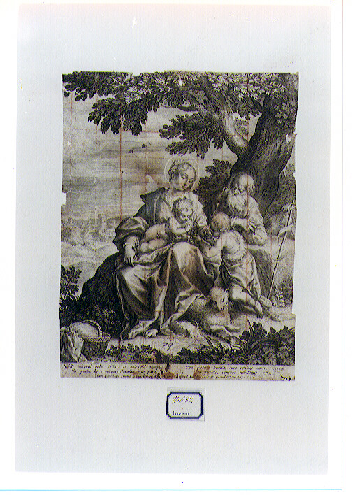 Sacra Famiglia con San Giovanni Battista bambino (stampa) di Sadeler Raphael I, Rottenhammer Hans (sec. XVII)