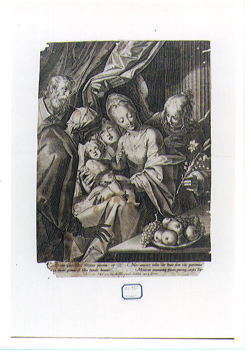 Sacra Famiglia con Sant'Anna e Angeli (stampa) di Von Aachen Hans (primo quarto sec. XVII)