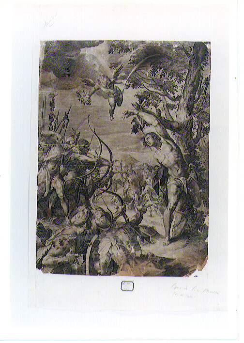 martirio di San Sebastiano (stampa) di Von Aachen Hans - ambito fiammingo (primo quarto sec. XVII)