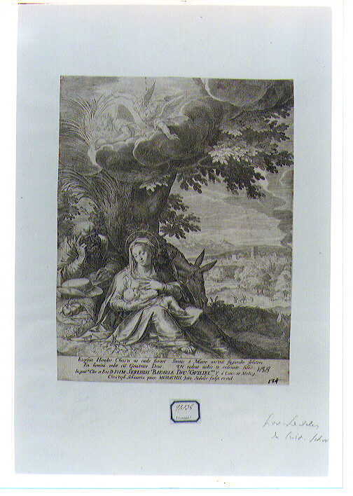 riposo nella fuga in Egitto (stampa) di Sadeler Jan il Vecchio, Schwarz Christoph (ultimo quarto sec. XVI)