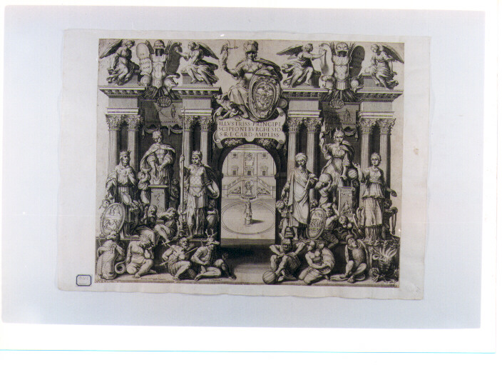 allegoria di casa Borghese (stampa) di Villamena Francesco, Tempesta Antonio (primo quarto sec. XVII)