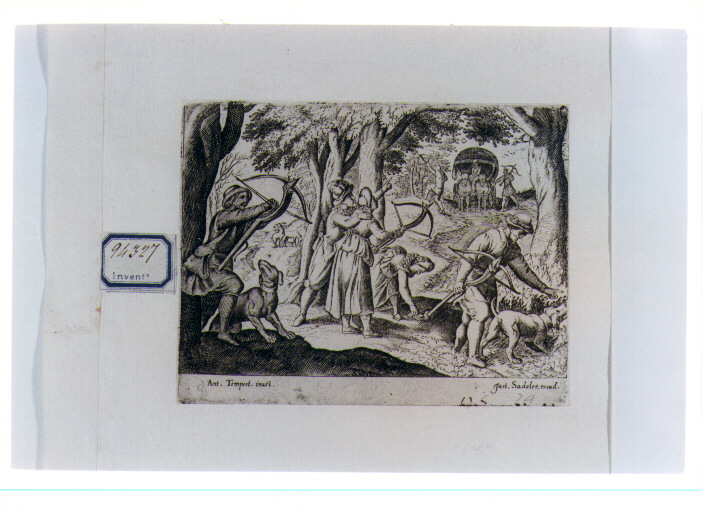 caccia con balestra (stampa) di Sadeler Justus (CERCHIA), Tempesta Antonio (sec. XVII)