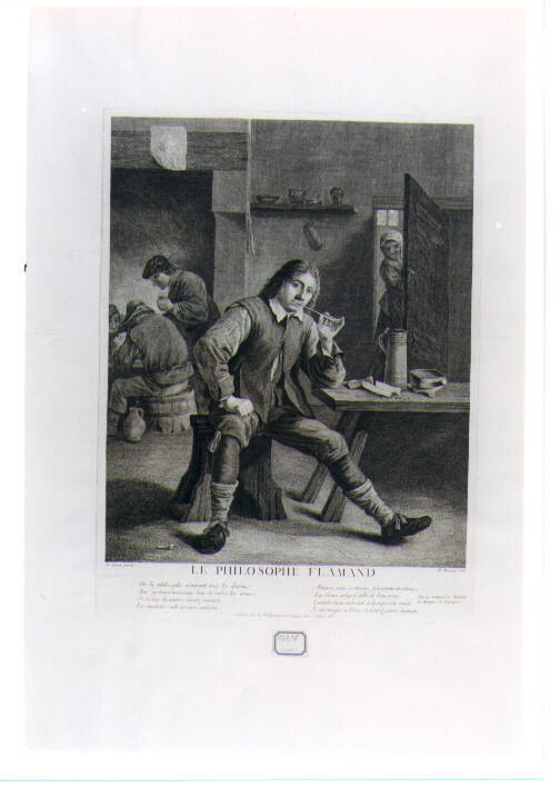 figura maschile in interno d'osteria (stampa) di Bénard Robert, Teniers David il Giovane (sec. XVIII)