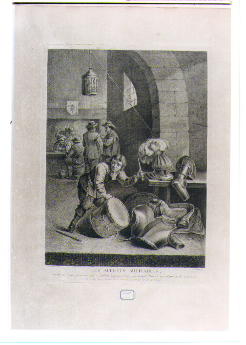 interno con figure e armature (stampa) di Basan Pierre François, Teniers David il Giovane (seconda metà sec. XVIII)