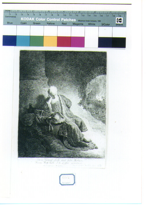 Lot nella grotta (stampa) di Van Rijn Rembrandt Harmenszoon, Schmidt Georg Friedrich (sec. XVIII)