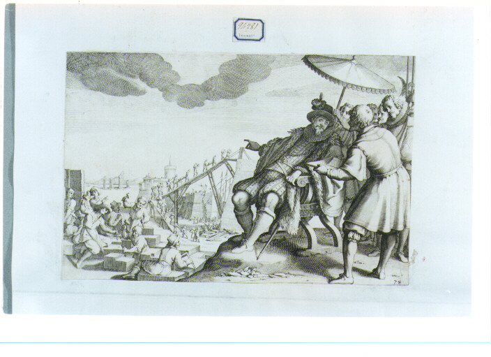 Ferdinando I di Toscana fortifica il porto di Livorno (stampa) di Callot Jacques, Rosselli Matteo (sec. XVII)