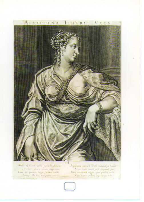 ritratto di Agrippina (stampa) di Sadeler Aegidius, Vecellio Tiziano (maniera) (sec. XVII)