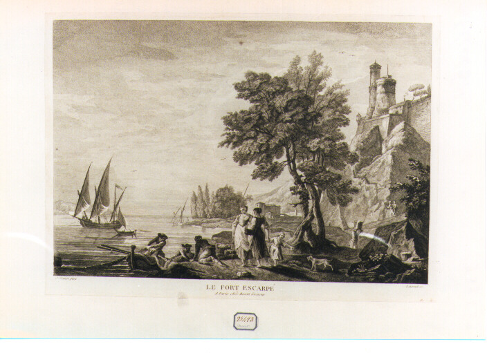 marina con pescatori (stampa) di Vernet Claude Joseph (sec. XVIII)