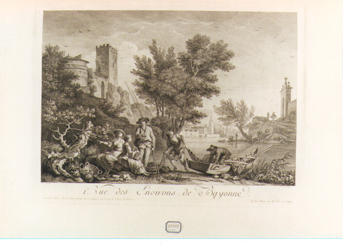 marina con pescatori e barche (stampa) di Vernet Claude Joseph (sec. XVIII)