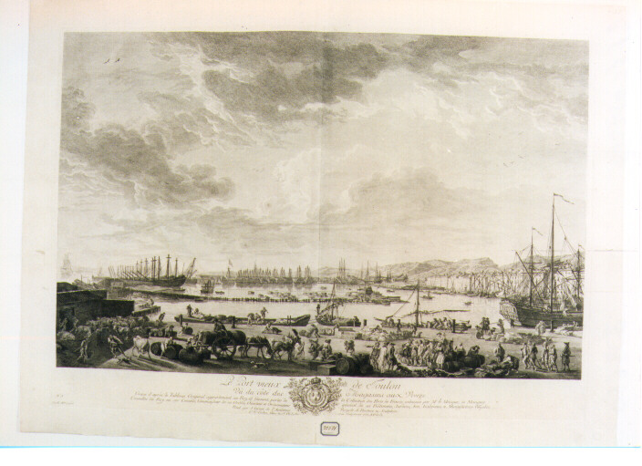veduta del Porto Vecchio di Toulon (stampa) di Le Bas Jacques Philippe (sec. XVIII)