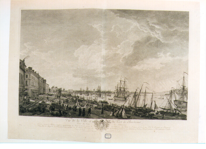 veduta del Porto di Bordeaux (stampa) di Vernet Claude Joseph, Le Bas Jacques Philippe (sec. XVIII)