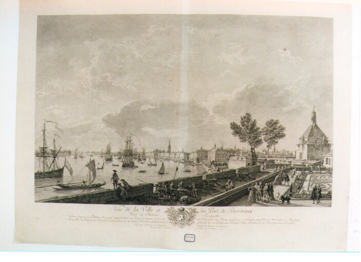 veduta del Porto di Bordeaux (stampa) di Vernet Claude Joseph, Le Bas Jacques Philippe (sec. XVIII)
