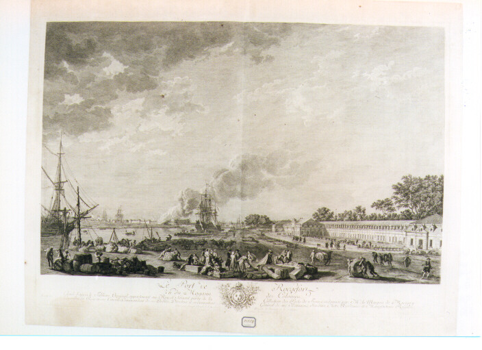 veduta del Porto di Rochefort (stampa) di Le Bas Jacques Philippe, Vernet Claude Joseph (sec. XVIII)