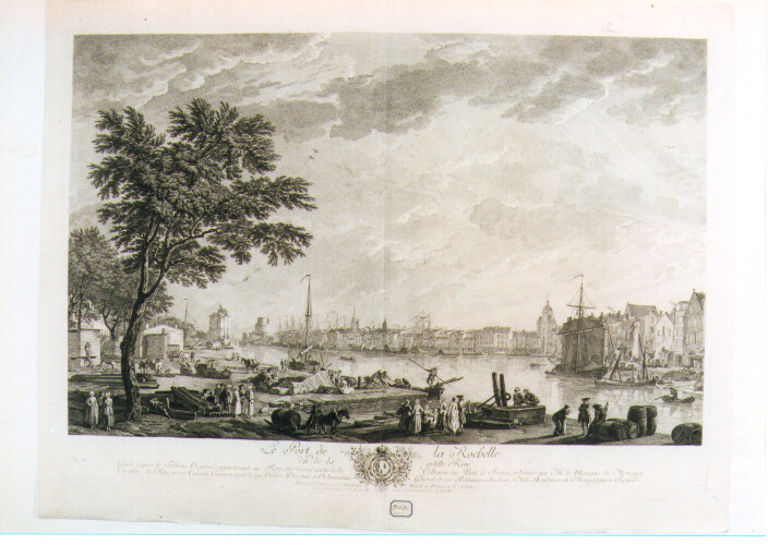 veduta del Porto di Rochelle (stampa) di Le Bas Jacques Philippe (sec. XVIII)