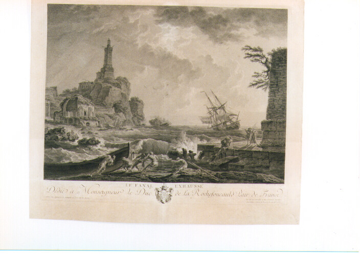 marina con tempesta (stampa) di Byrne William (sec. XVIII)