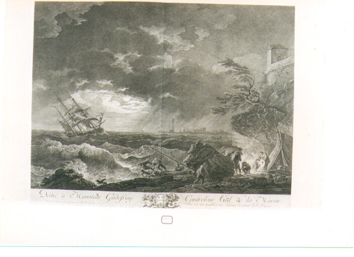 marina con naufragio (stampa) di Vernet Claude Joseph (sec. XVIII)