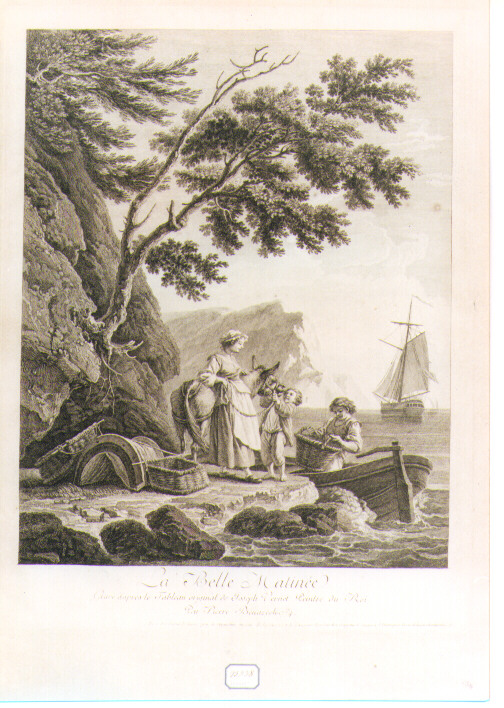 marina con figure e asino (stampa) di Benazech Peter Paul (sec. XVIII)