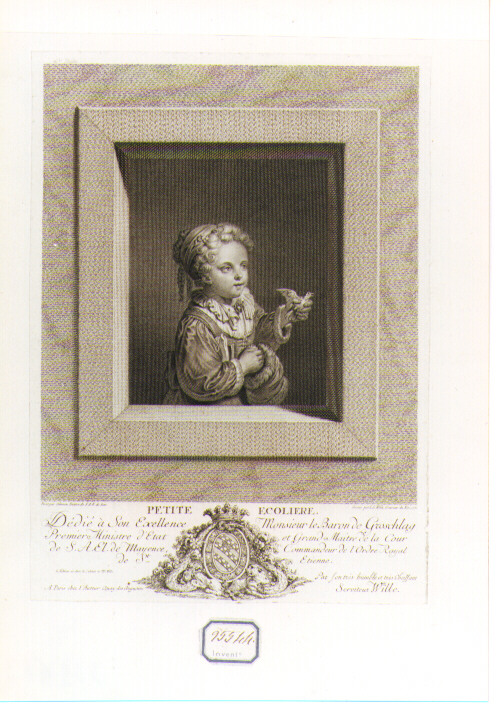 Ritratto di Fanciullo con Uccellino (stampa) di Wille Johann Georg (sec. XVIII)