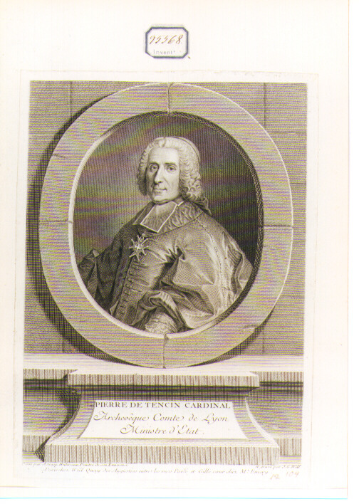 ritratto del Cardinale Pierre De Tencin (stampa) di Wille Johann Georg (seconda metà sec. XVIII)