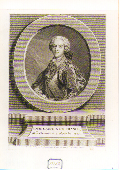 Ritratto di Luigi Delfino di Francia (stampa) di Wille Johann Georg (seconda metà sec. XVIII)