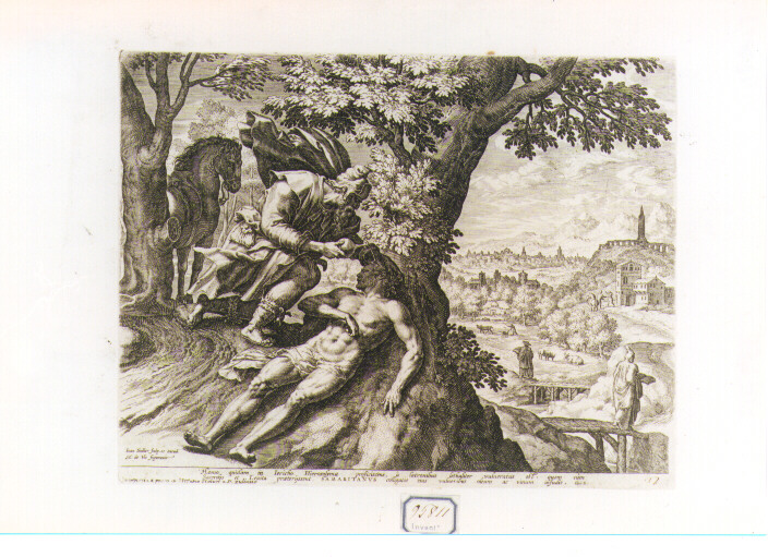 parabola del buon samaritano (stampa) di Sadeler Jan il Vecchio (secc. XVI/ XVII)
