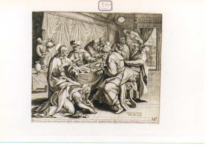 Cristo lava i piedi degli apostoli (stampa) di De Vos Marten (secc. XVI/ XVII)