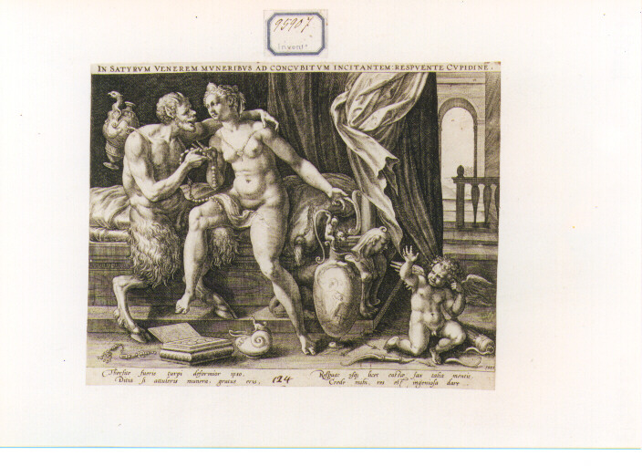 Venere e Satiro (stampa) di Sadeler Jan il Vecchio, De Vos Marten (CERCHIA) (sec. XVI)
