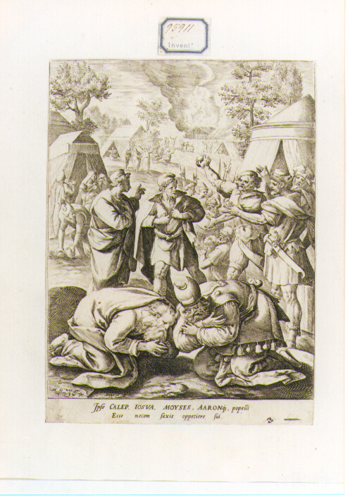 Caleb, Aronne e Giosafat si alleano con Mosè (stampa) di Van de Passe Crispyn I (seconda metà sec. XVI)
