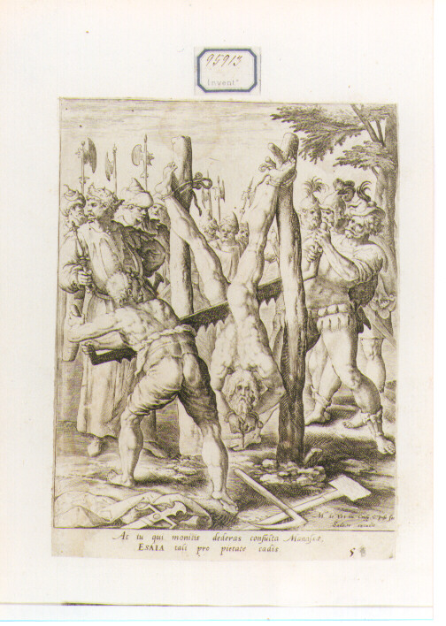 martirio di Isaia (stampa) di Van de Passe Crispyn I (seconda metà sec. XVI)