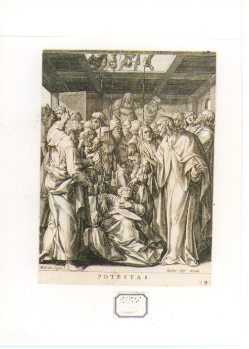 Cristo guarisce il paralitico di Cafarnao (stampa) di De Vos Marten (seconda metà sec. XVI)