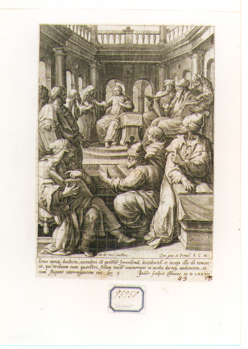 disputa di Gesù con i dottori nel tempio (stampa) di Sadeler Jan il Vecchio (sec. XVI)