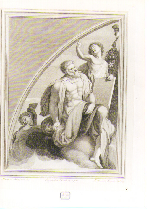 Profeta con Angioletti (stampa) di Barbatelli Bernardino detto Poccetti (sec. XVIII)