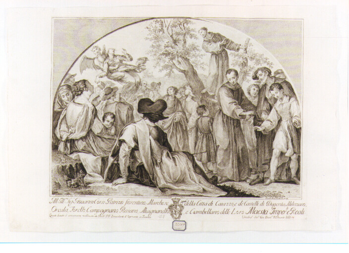 San Francesco di Paola resuscita un fanciullo (stampa) di Mannozzi Giovanni detto Giovanni da San Giovanni (secc. XVIII/ XIX)