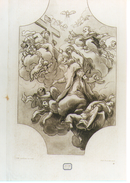 Sant'Ignazio di loyola in gloria (stampa) di Gabbiani Antonio Domenico (sec. XVIII)