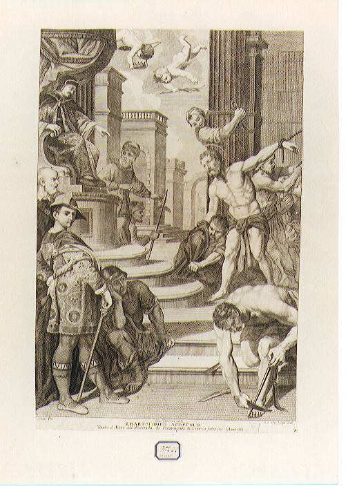 martirio di San Bartolomeo (stampa) di Terreni Giuseppe Maria (sec. XVIII)