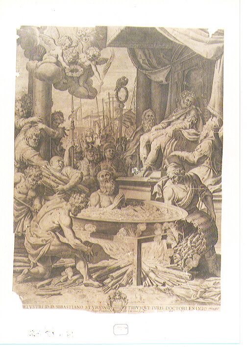 San Giovanni Evangelista immerso nell'olio bollente (stampa) di Ciampelli Agostino (secc. XVI/ XVII)