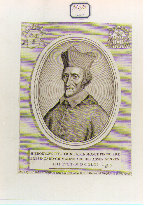 Ritratto del Cardinale Gerolamo Grimaldi (stampa) di Picart Etienne (sec. XVII)