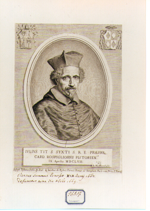 Ritratto del Cardinale Giulio Rospigliosi (stampa) di Testana Giuseppe Maria (sec. XVII)