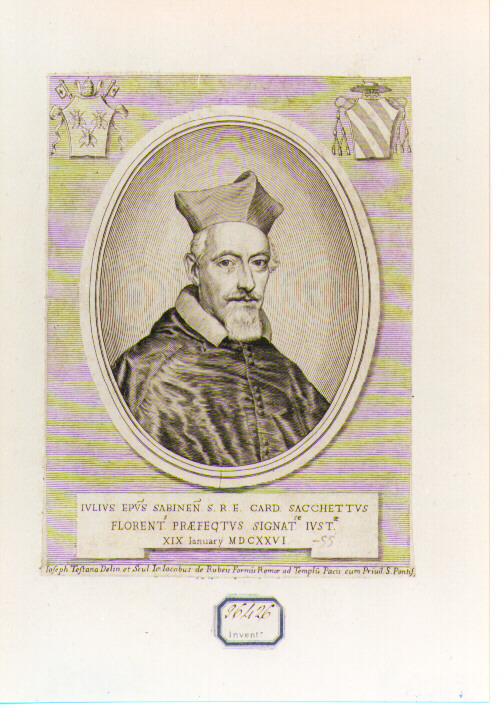 Ritratto del Cardinale Sabino Sacchetti (stampa) di Testana Giuseppe Maria (sec. XVII)