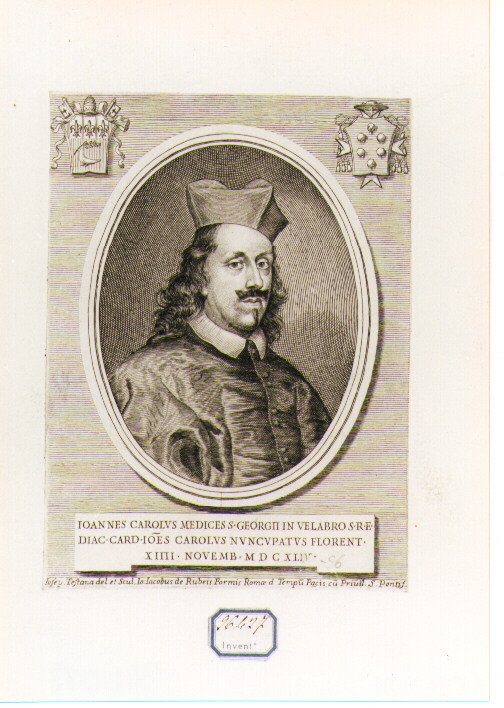 Ritratto del Cardinale Giovanni Dè Medici (stampa) di Testana Giuseppe Maria (sec. XVII)