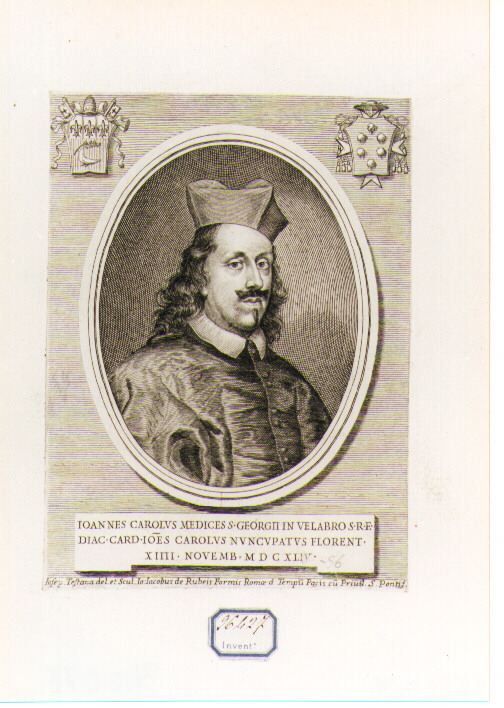 Ritratto del Cardinale Giovanni Dè Medici (stampa) di Testana Giuseppe Maria (sec. XVII)