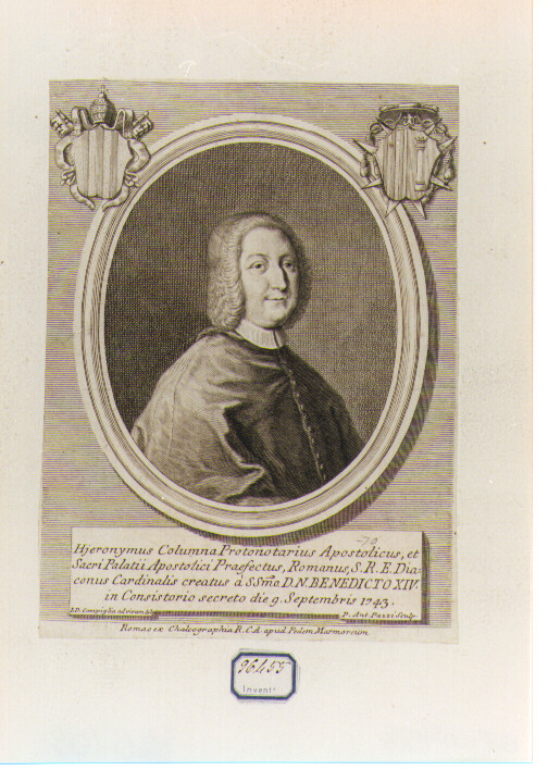 Ritratto del Cardinale Girolamo Colonna (stampa) di Campiglia Giovanni Domenico (sec. XVIII)