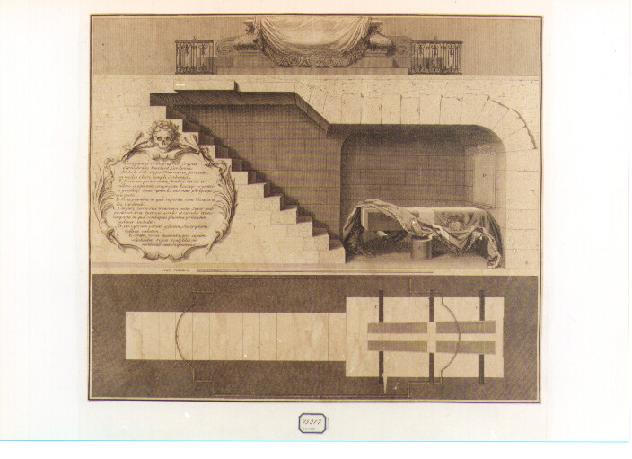 sezione della cripta del Cardinale di Richelieu nella Chiesa dellaSorbonne (stampa) - ambito francese (sec. XVII)