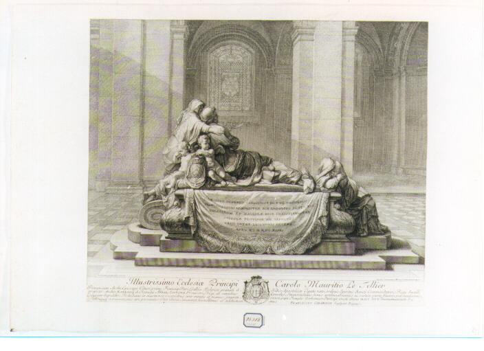 Monumento Sepolcrale del Cardinale di Richelieu nella chiesa dellaSourbonne (stampa) di Simonneau Charles Louis il Vecchio, Girardon François (sec. XVII)