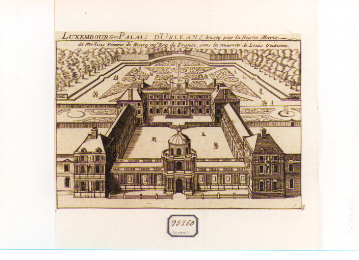 veduta del Palais d'Orleans a Lussemburgo (stampa) di De La Boissière Gilles Jodelet (ultimo quarto sec. XVII)